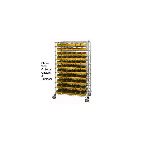 Global Industrial Chrome Wire Shelving with 66 4inH Plastic Shelf Bins Yellow, 48x24x74 269039YL - main
